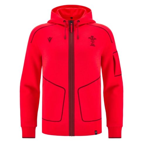 Wales 2025/2026 Rugby Training Travel Player Full Zip Jacket - Macron